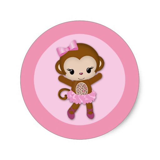 Girl Monkey Tu Tu Cute Baby Shower Sticker Ttc 9