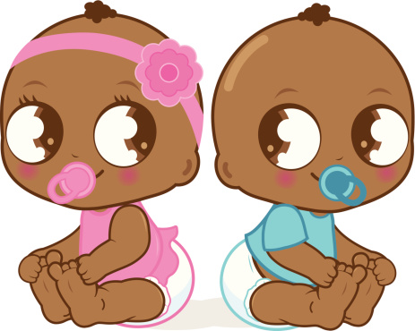 Cute twins baby clipart