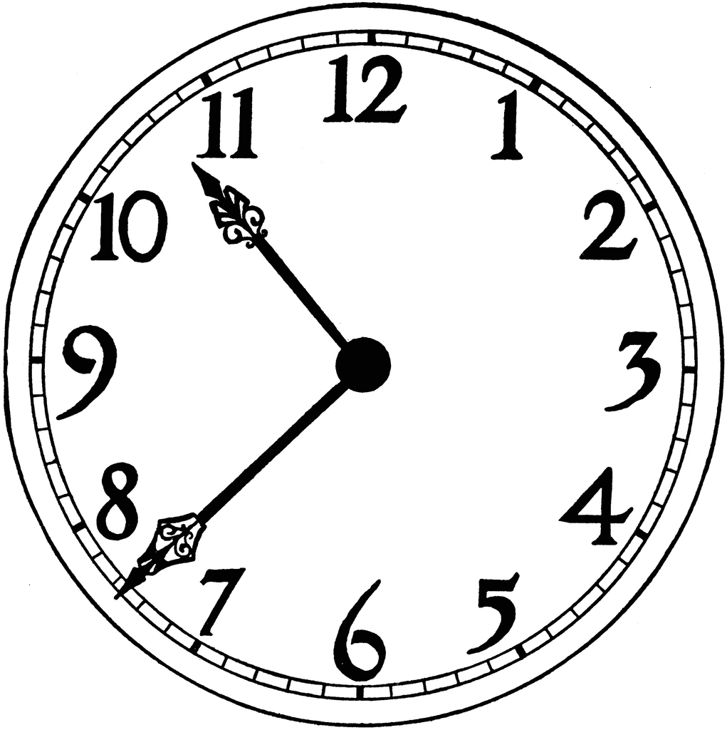 Wall clock clipart black and white