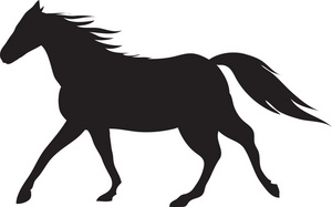 Running horse clipart black and white