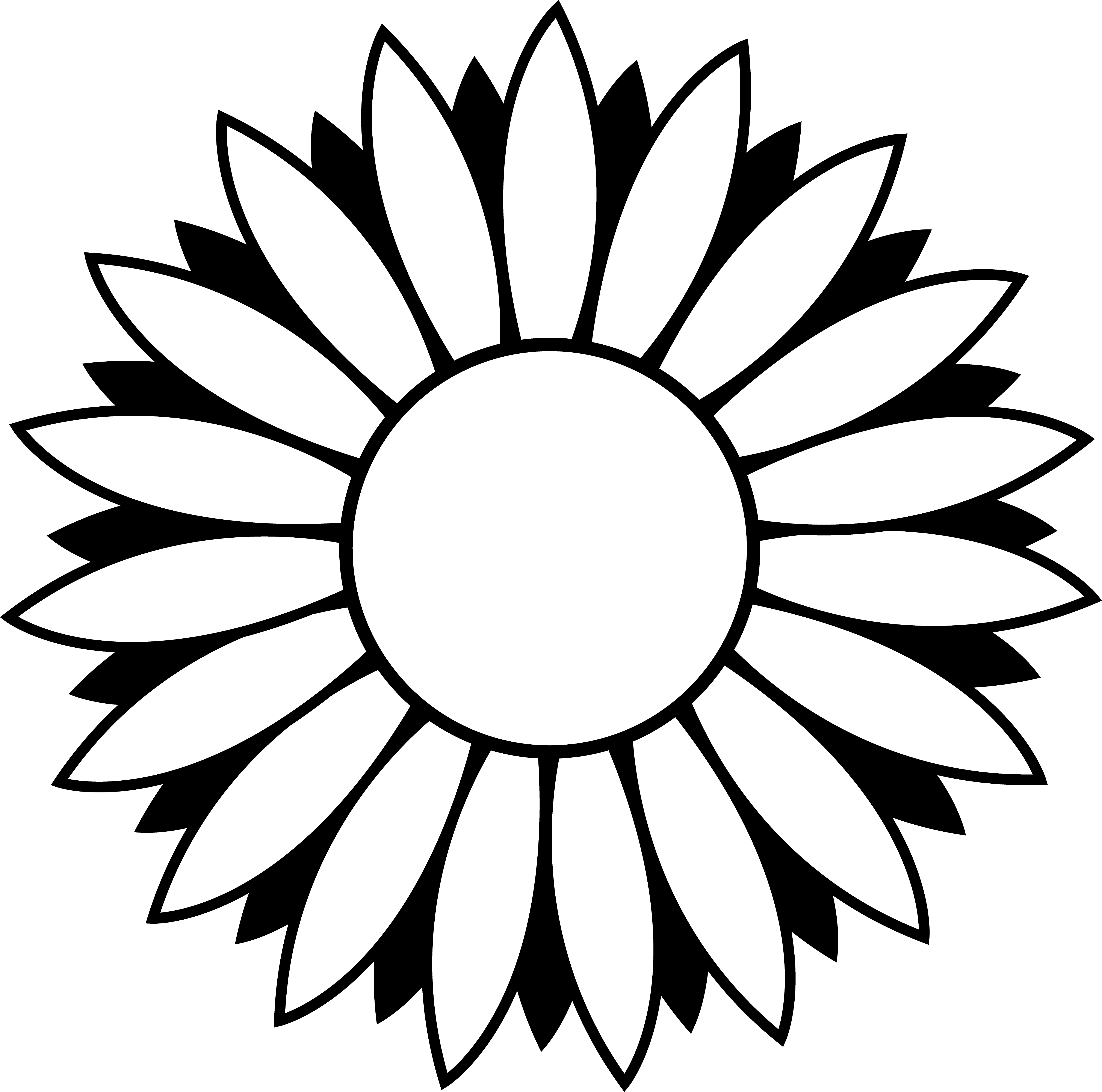 Flower outline clipart black and white