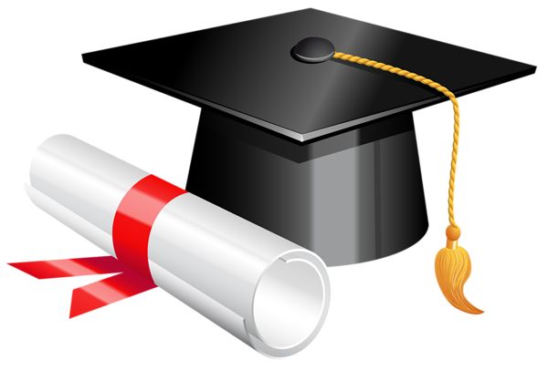 Graduation hat and diploma clipart