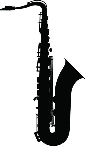 Saxophone clipart black and white