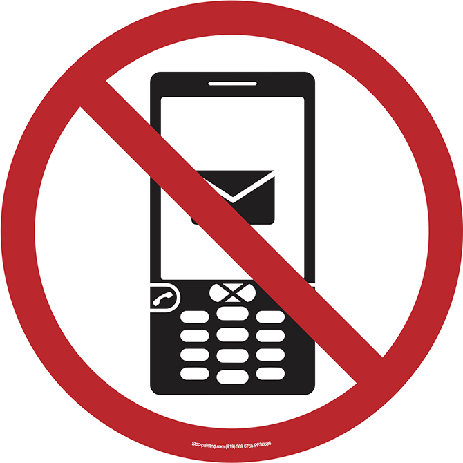 Use this no mobile phone allowed sign in your warehouse or workplace