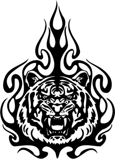 Tribal Tiger Stickers 18, tribal animals decal, tribal animals ...
