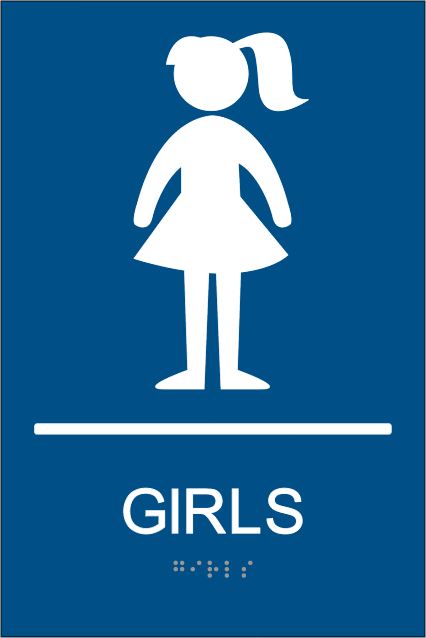 ADA Girls Restroom Signs with Braille, Girls Braille Bathroom ...