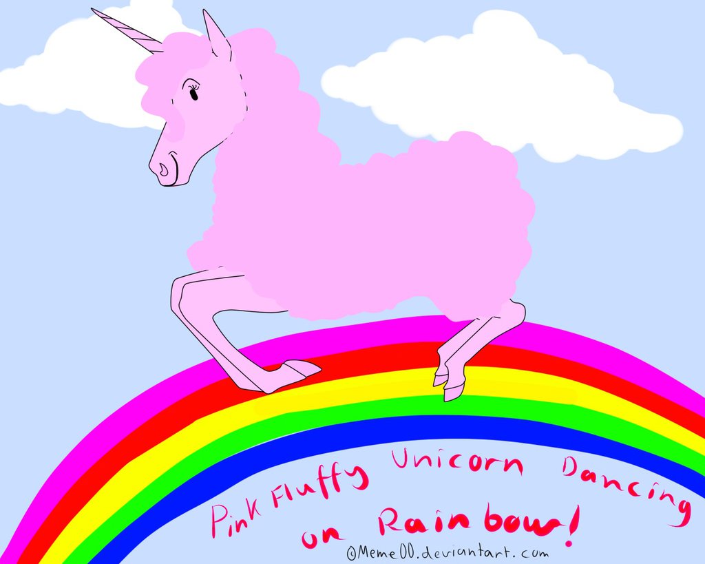 PINK FLUFFY UNICORN DANCING ON RAINBOW!!! by Meme00 on DeviantArt