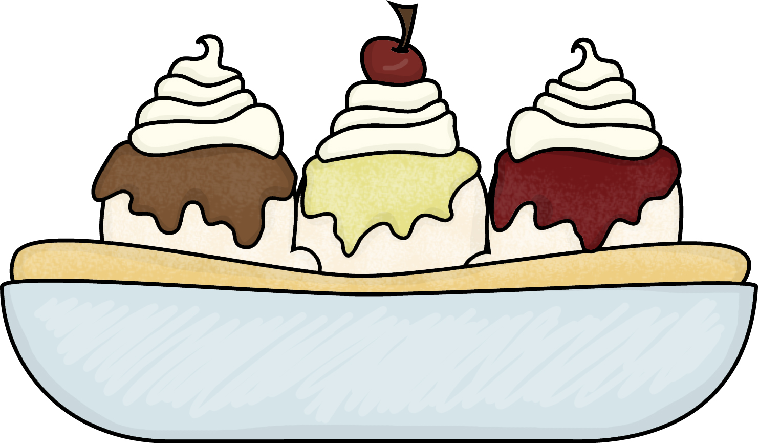 Ice cream sundae bowl clipart