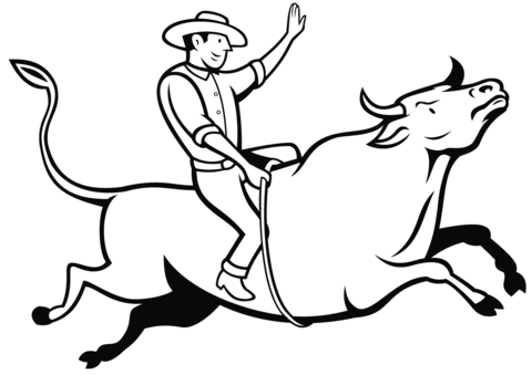 Rodeo Cowboy Bull Riding coloring page | Free Printable Coloring Pages
