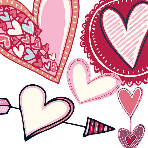 Handmade Spark - FishScraps - Heart Clip Art - Heart Doodles ...