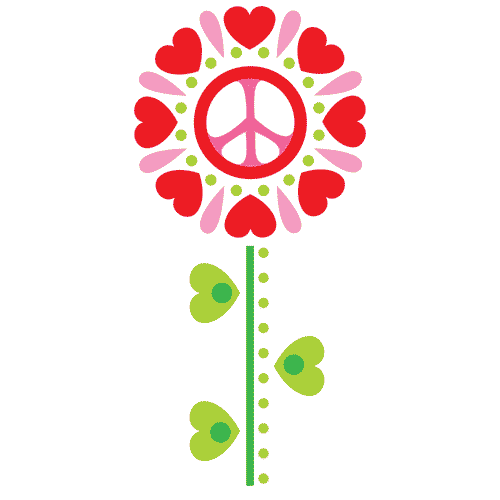 1 Peace a Day: Heart Flower Peace Sign: Design 105
