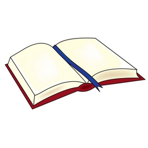 Open Book Clipart Image - An Open Book With A Ribbon Marking The Page