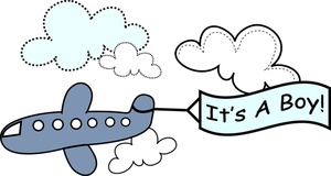Its A Boy Clipart Image - Cartoon Airplane Flying an It's a Boy Banner