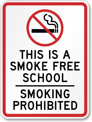 Aluminum Smoke Free School Sign, SKU: K-