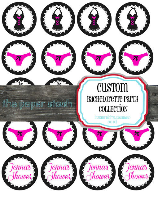 Custom Bachelorette Party Cupcake Circle Toppers by thepaperstash
