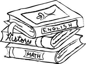 Textbooks Clipart Image - Coloring Page of School Textbooks ...
