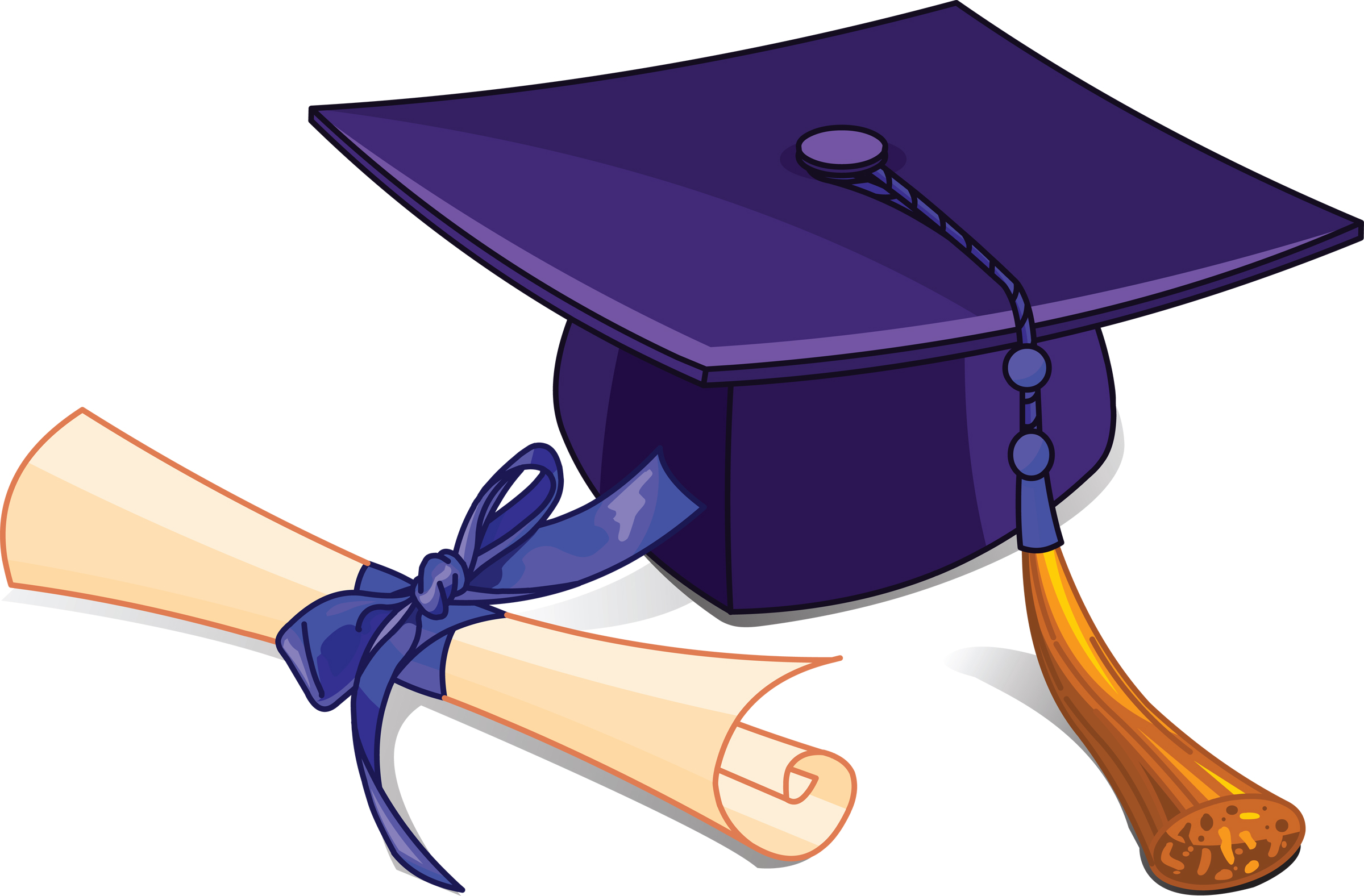 High school cap and gown clipart
