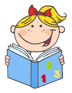 School Clipart Image - Child Reading a Math Book