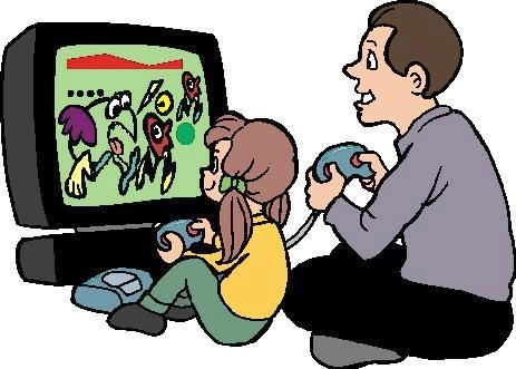 Children Playing Computer Games Clipart