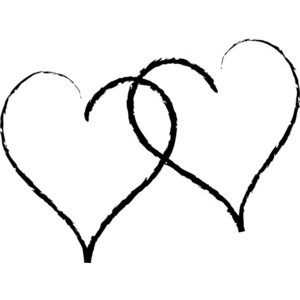 Two Hearts Clipart Image - Two hearts as one in black and white ...