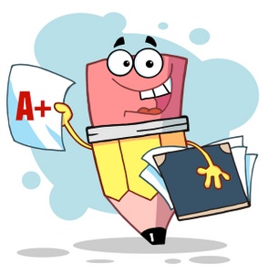 Student Clipart Image - Pencil student holding books and report ...