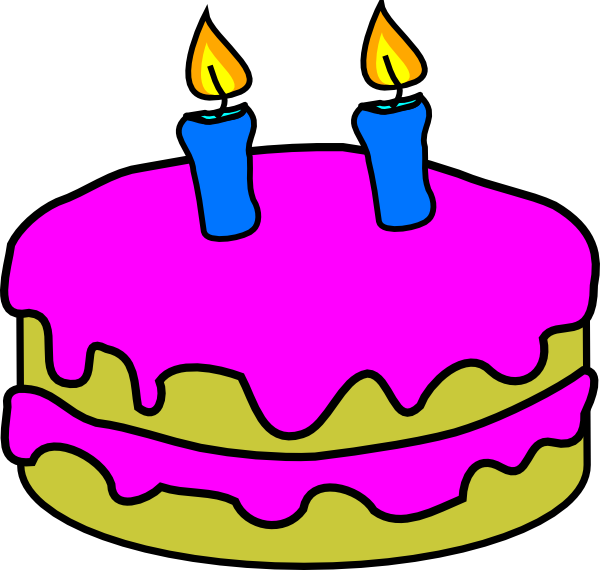 Birthday Cake 2 Candles clip art - vector clip art online, royalty ...