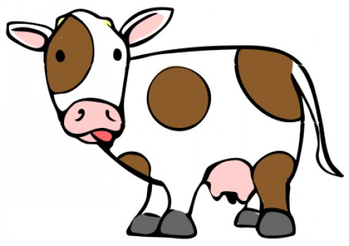 Cute cow drinking milk clipart