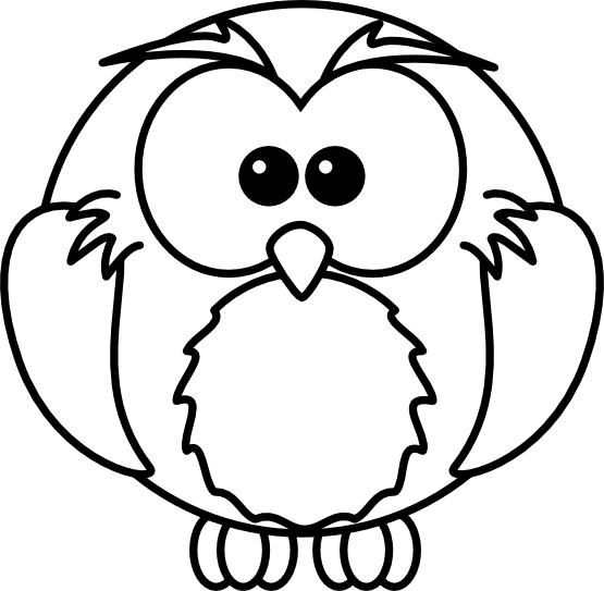 Clip Art: Lemmling Cartoon Owl Black White Line ...