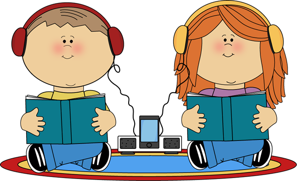 Kids listening to music teacher clipart