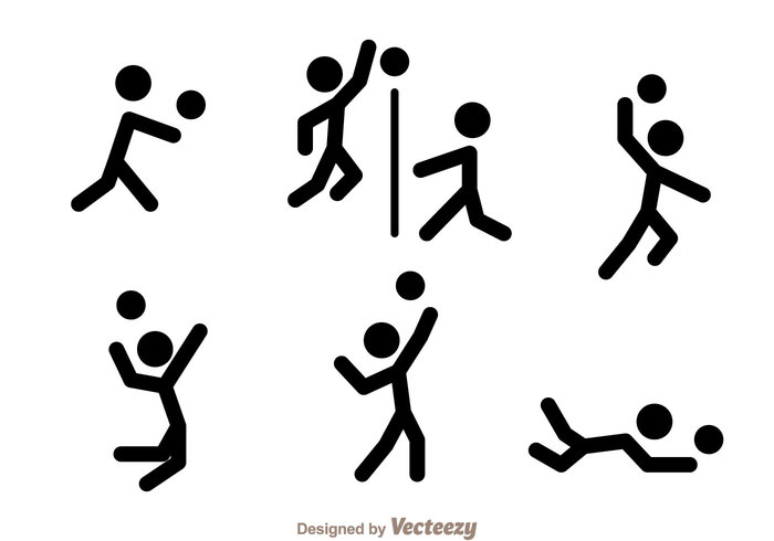 Volleyball Stick Figure Vector Icons - Download Free Vector Art ...
