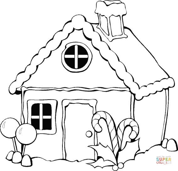 Christmas gingerbread house coloring page | Free Printable ...