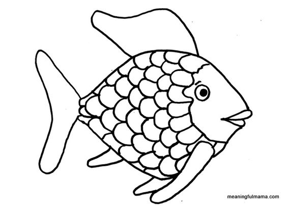 Coloring, Glitter and Rainbow fish template