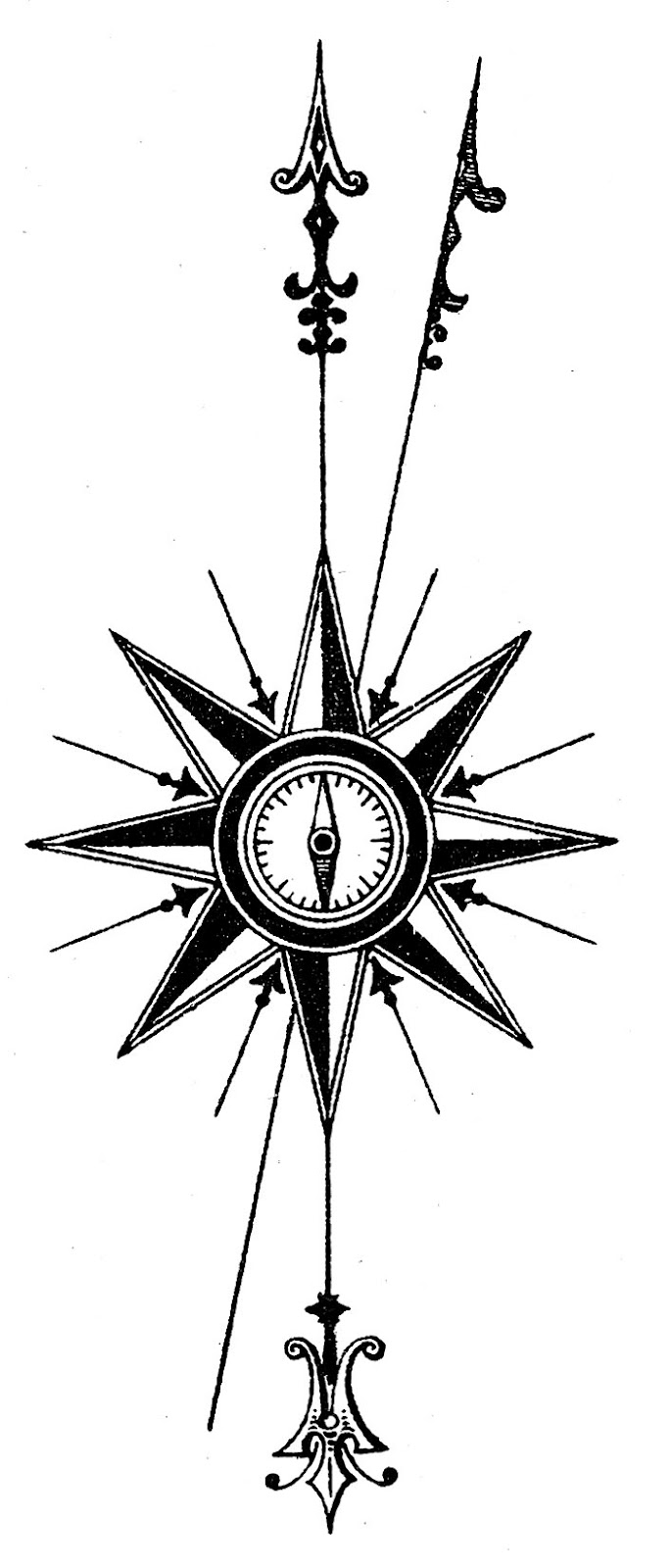 Vintage map compass clipart