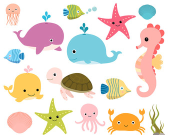 sea animals clip art – Etsy