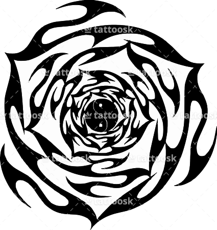 Free Rose Floral Tunnel Tattoo Tribal Yin Yang Tattoo - Tattoosk