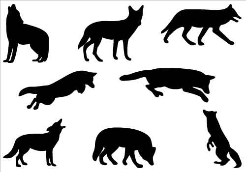 Coyote Silhouette Clip Art Pack Template