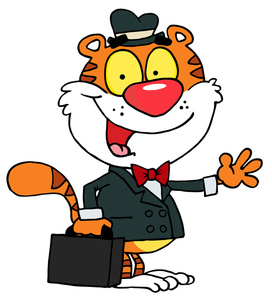 Sales Clipart Image - Tiger Salesman Cartoon Character