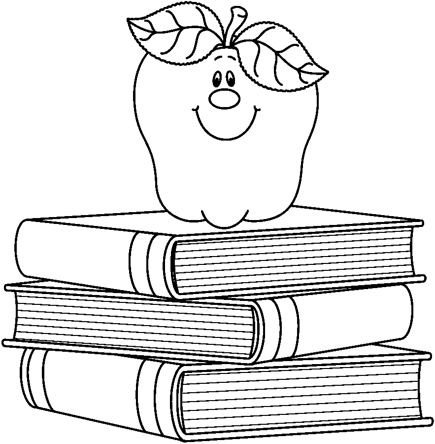 School Books Clipart Black And White