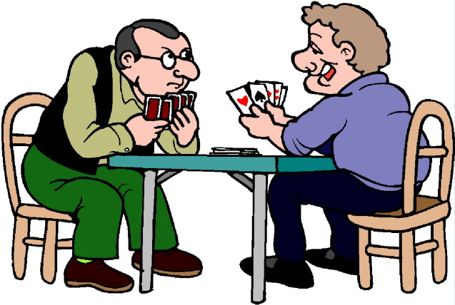 Kids playing card games clipart