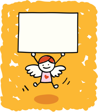 Cupid Angels Holding Banner Cartoon Clip Art, Vector Images ...