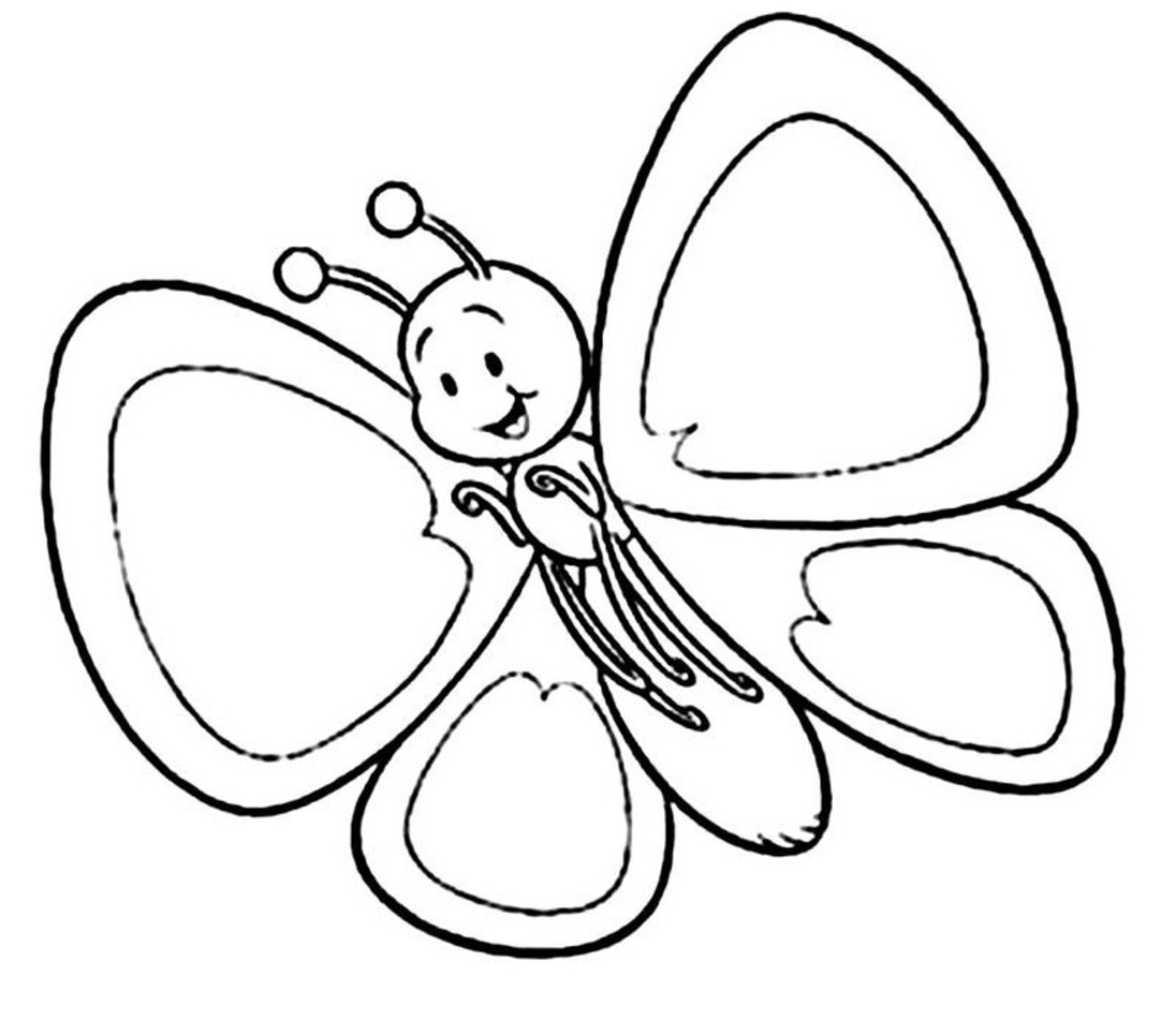 Butterfly cartoon clipart black and white