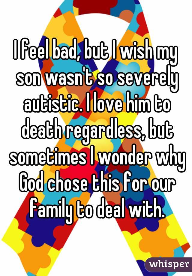 I feel bad, but I wish my son wasn't so severely autistic.