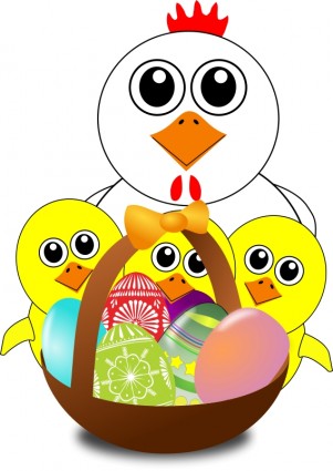 Funny Chicken and Chicks Cartoon Easter Vector clip art - Free ...