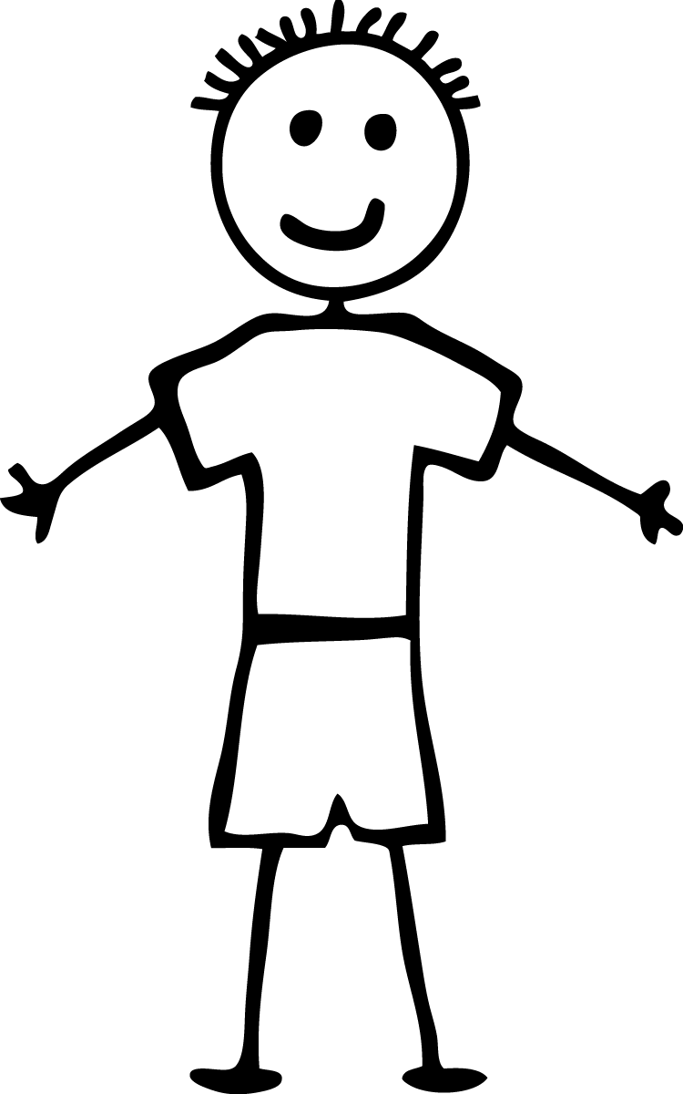 Boy stick figure face clipart black and white