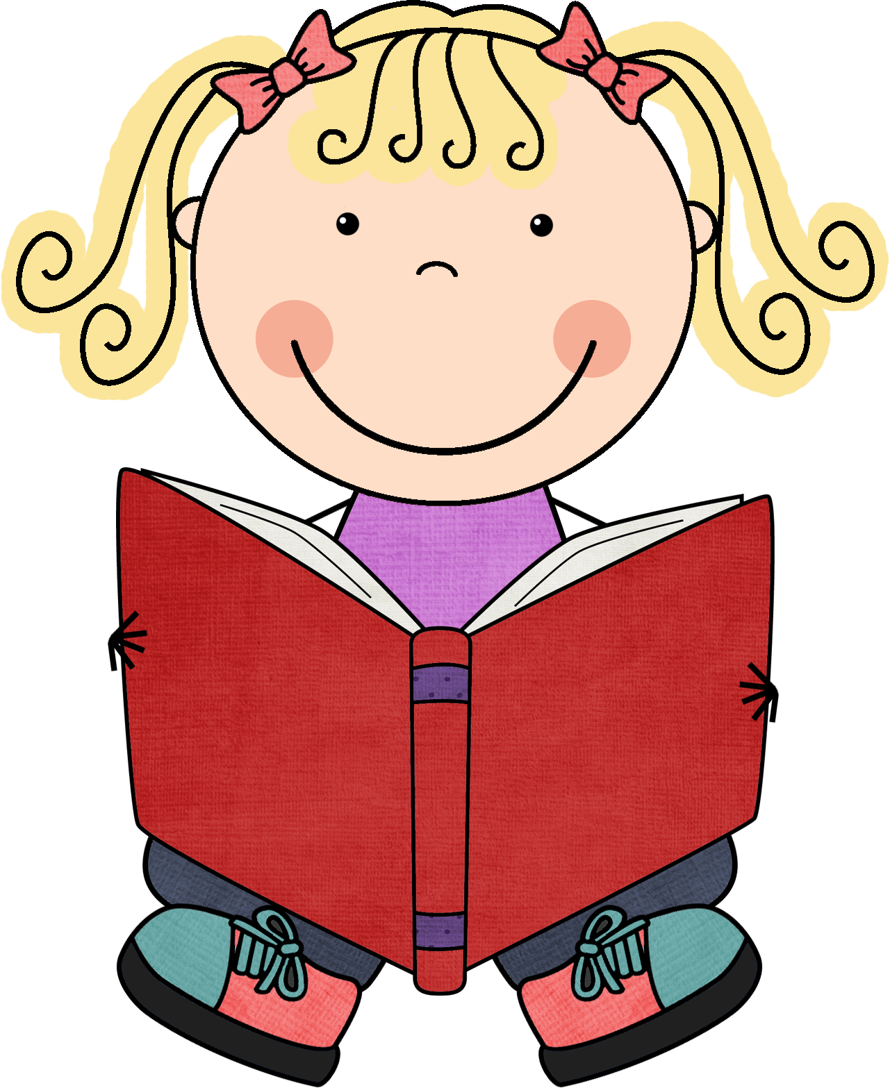 Clipart kid reading sad book