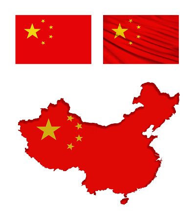 Red And Yellow Chinese Flag With A Wave Clip Art, Vector Images ...