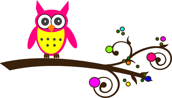 Pink Owl Colorful Branch clip art - vector clip art online ...