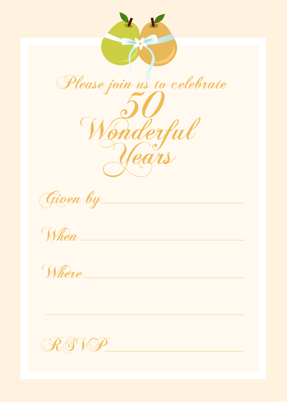 Free Printable Party Invitations Free 50th Wedding Anniversary ...