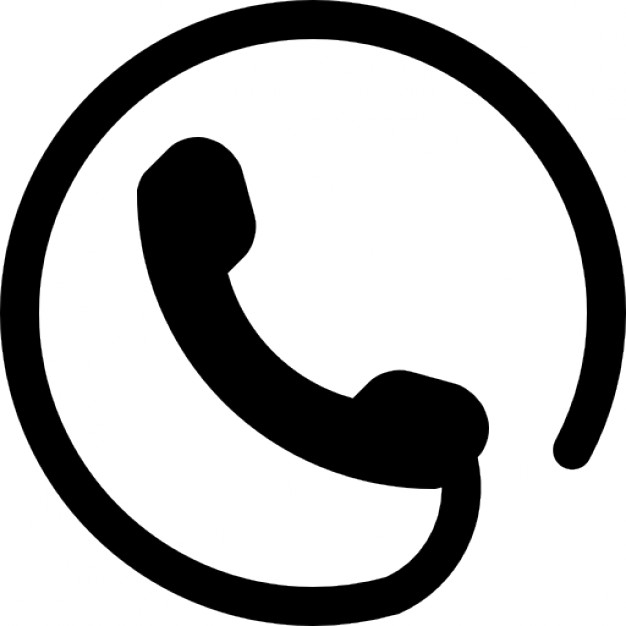Phone symbol of an auricular with circular cord around Icons ...