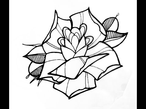 How to Draw a Tattoo Style Rose by thebrokenpuppet - YouTube
